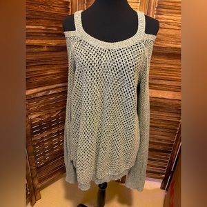 Sage green cold shoulder sweater